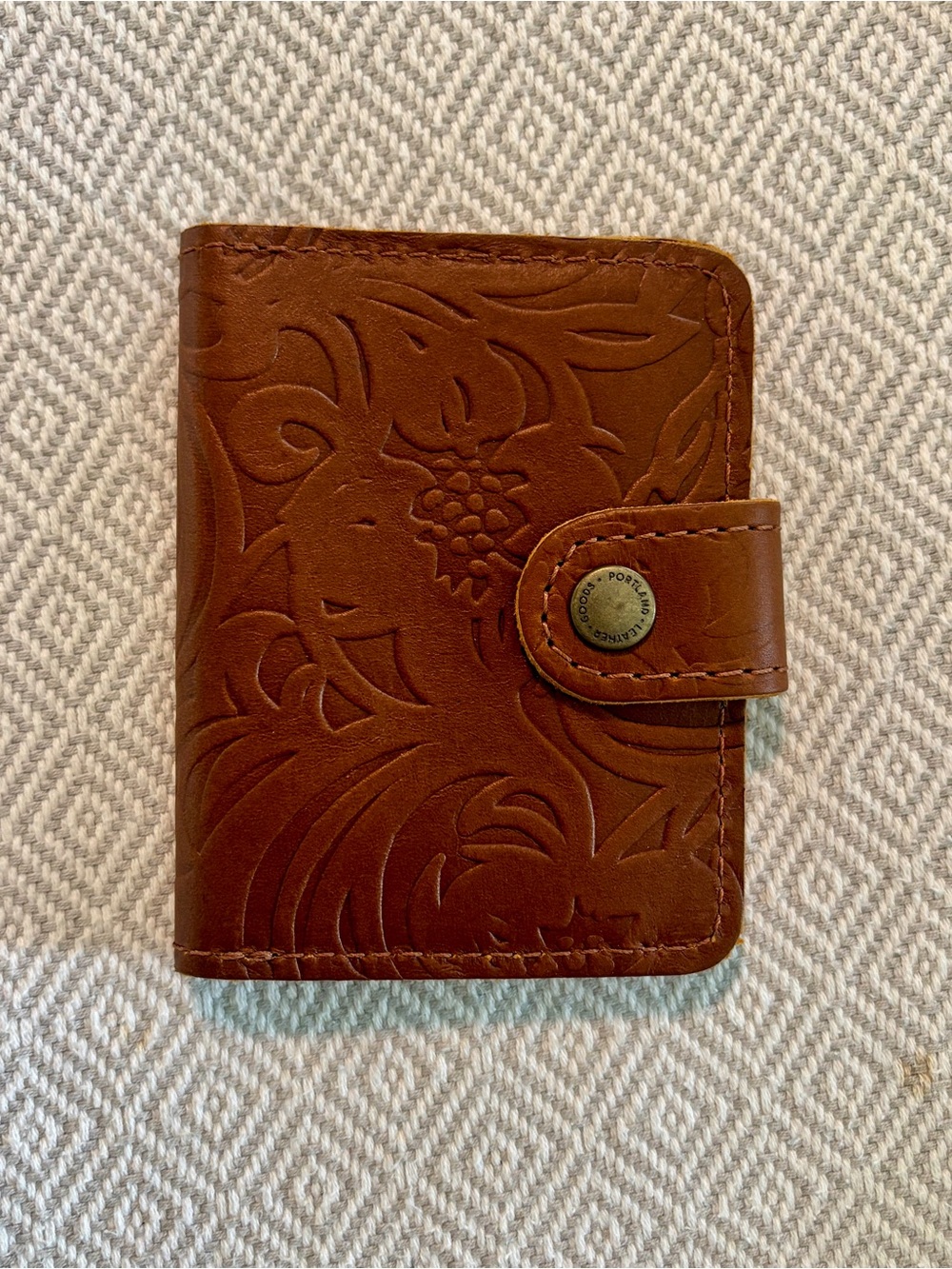 Portland Leather Brown Embossed Leather Snap Wallet